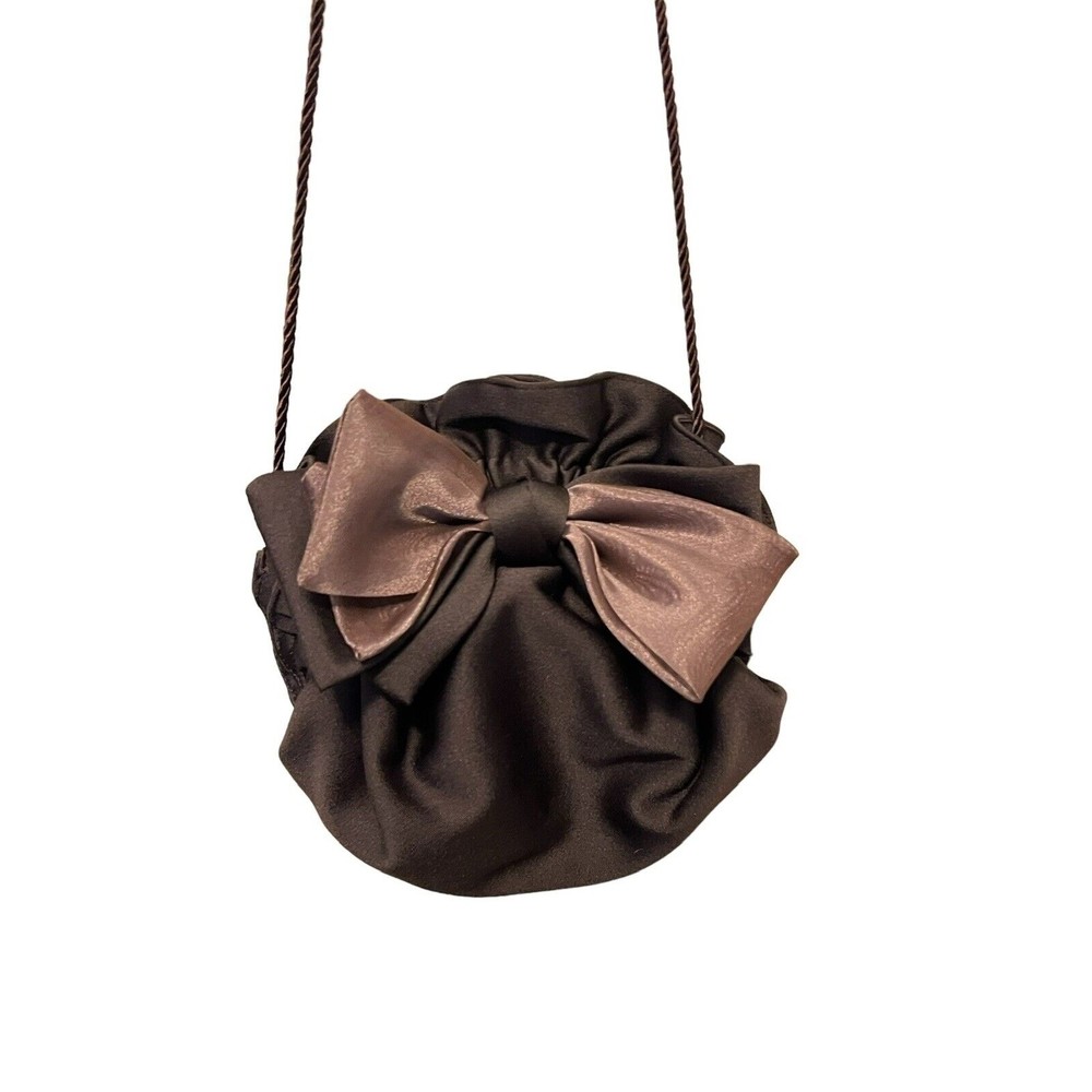 Vintage Letty Brown Bow Purse Shoulder Bag Made In USA